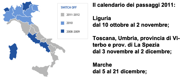 Digitale Terrestre Switch Off 2011: Liguria, Toscana, Umbria e Marche