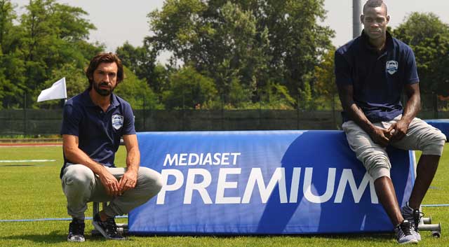 Mario Balotelli e Andrea Pirlo testimonial Mediaset Premium