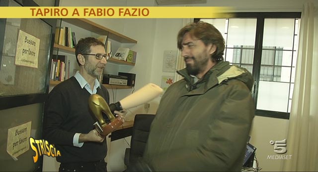 Fabio Fazio, Tapiro per il promo del Festival di Sanremo [credit: Mediaset]