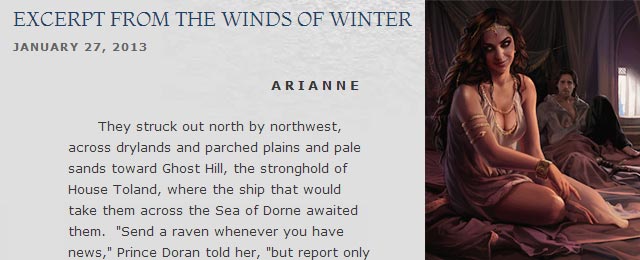 George Martin pubblica un estratto da Winds of Winter