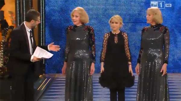 Sanremo 2014: Alice ed Ellen Kessler con Luciana Littizzetto