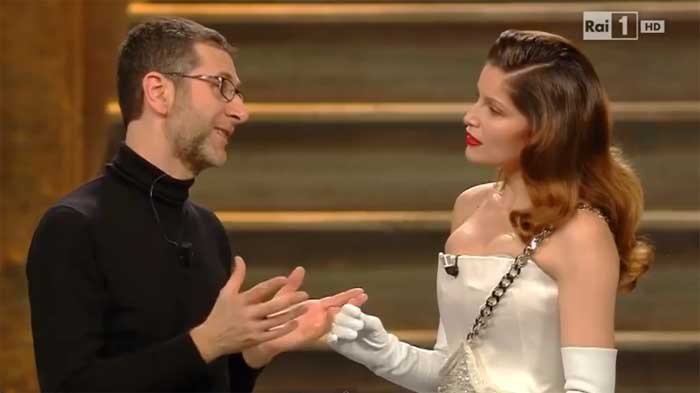 Sanremo 2014: Laetitia Casta e Fabio Fazio