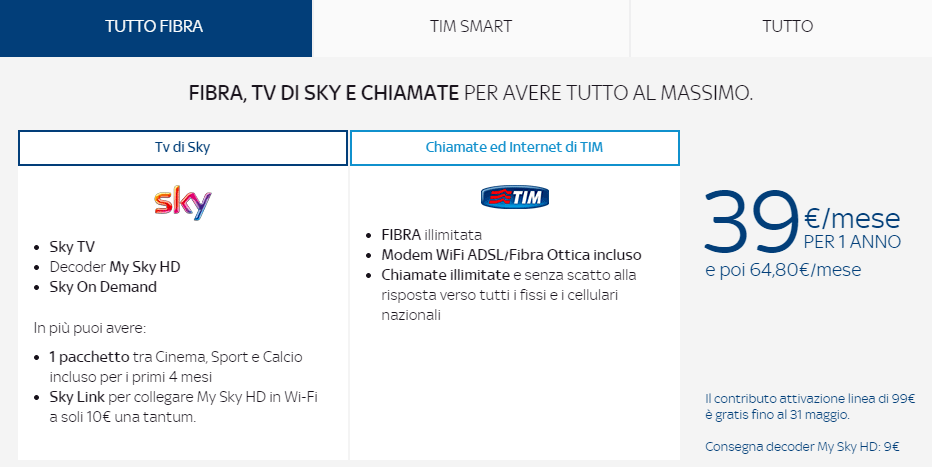 OFFERTA TIM SMART E SKY