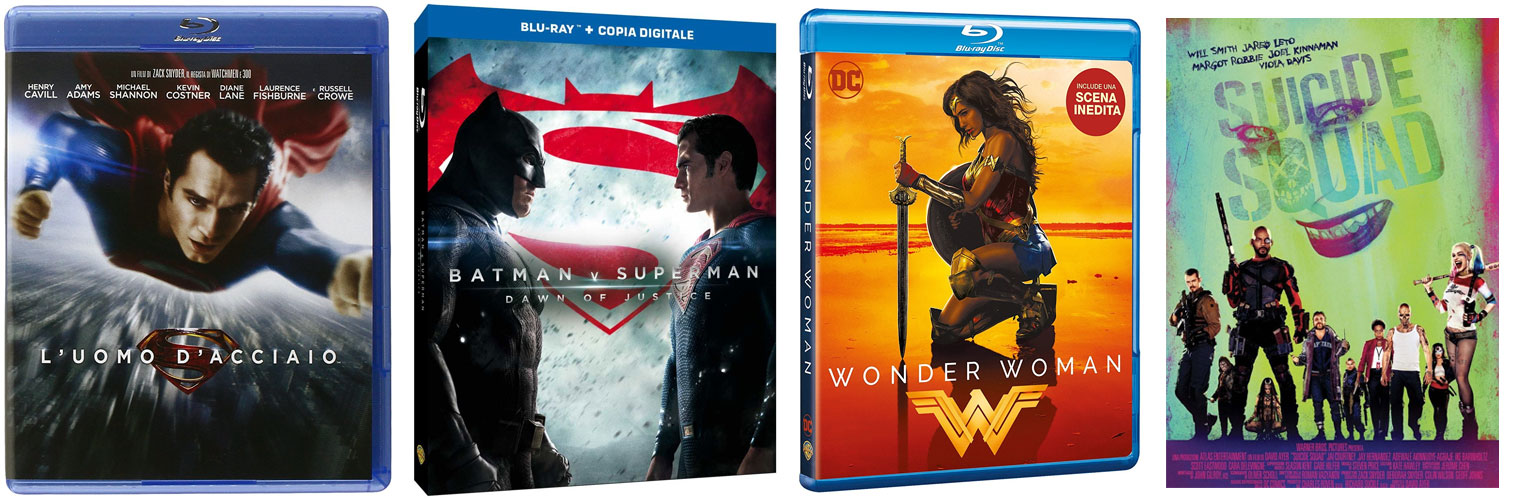 Boxset DC 4 Movies: i film Wonder Woman, Suicide Squad, L'Uomo d'Acciaio, Batman v Superman - Dawn of Justice in unico cofanetto Blu-ray