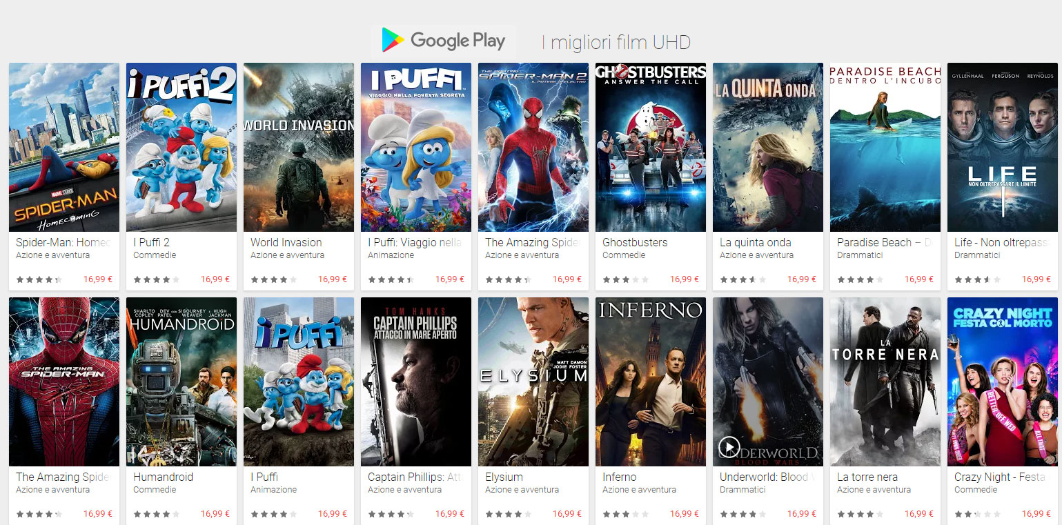 Google Play Film film in 4k Ultra HD Italia