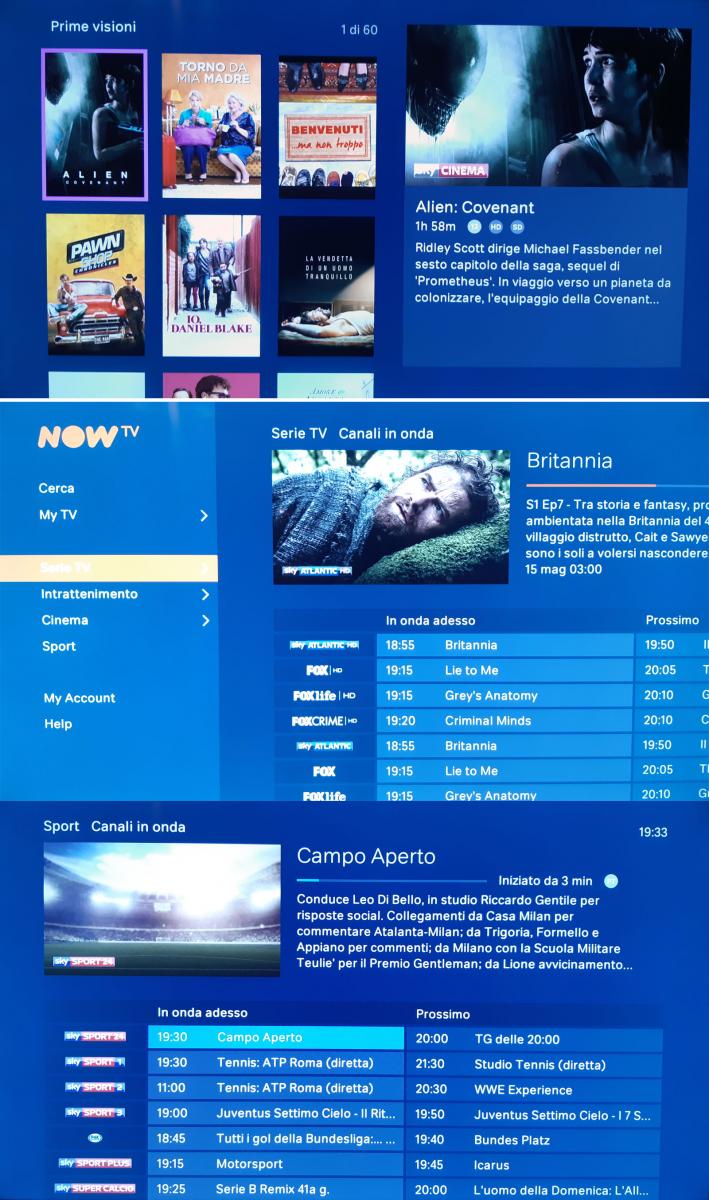 La nuova app NOW TV per Smart TV