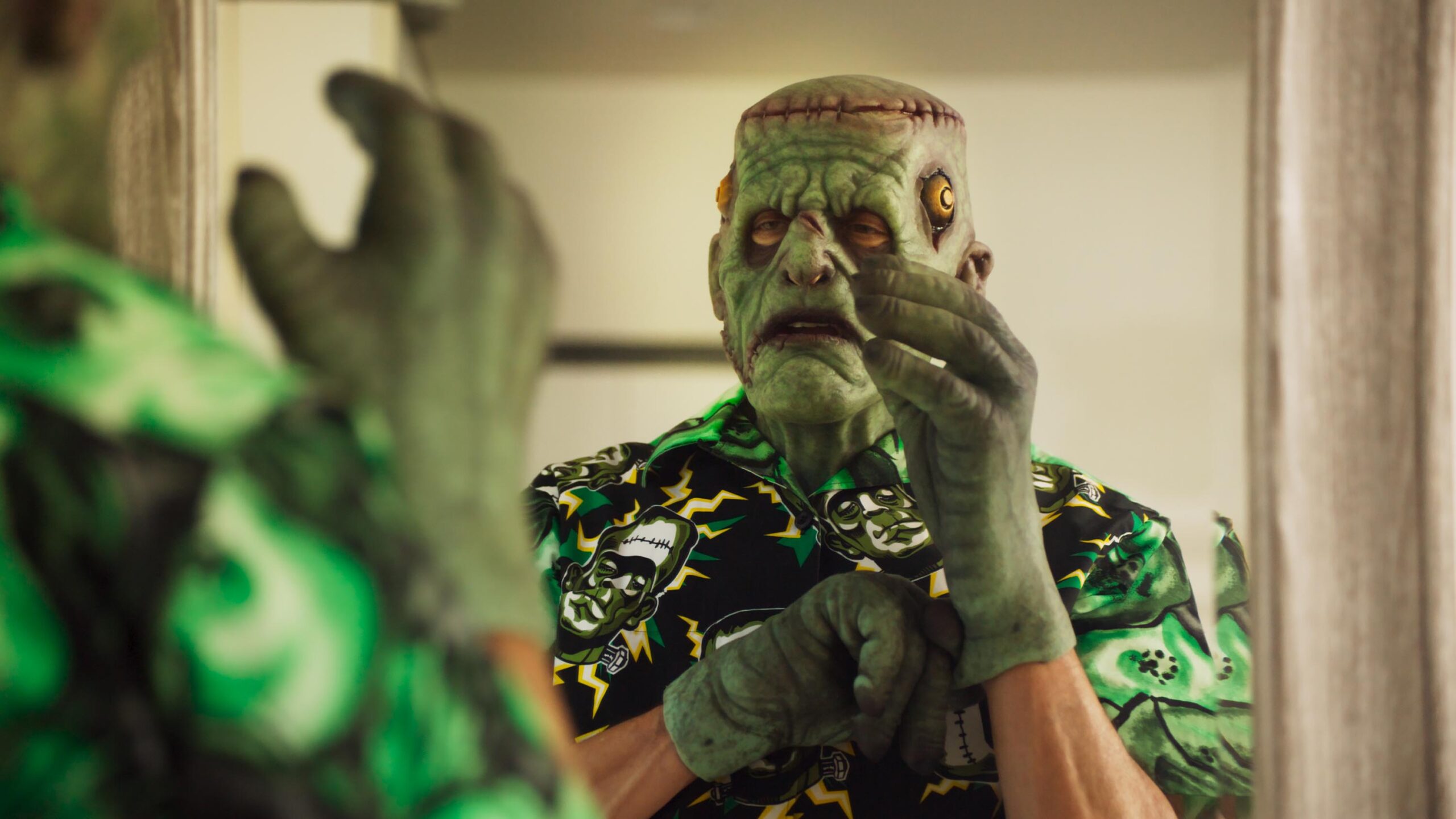 Los Angeles, CA - Jeff Goldblum enters Scare Attraction in costume. [credit: National Geographic]