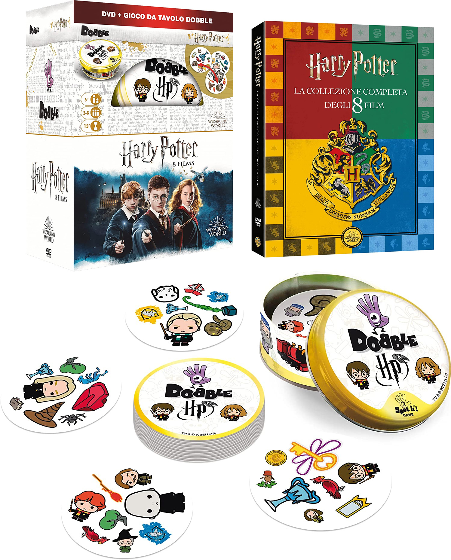 WARNER BROS: Harry Potter Cofanetto Film 1-8 DVD + Gioco da Tavolo Dobble  Warner Bros. - Vendiloshop