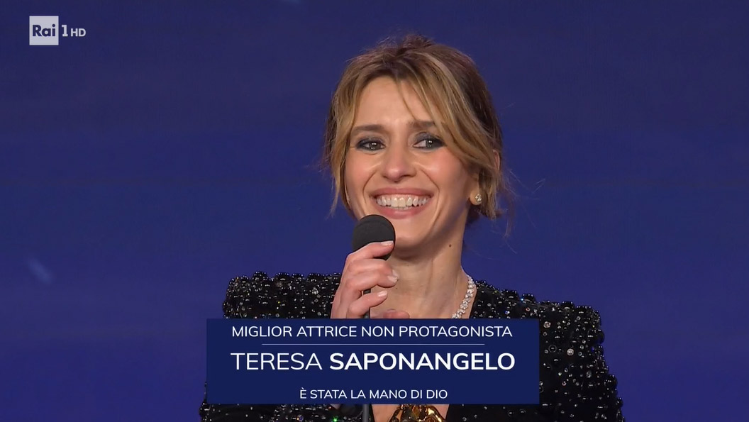 Premio David di Donatello 2022 Migliore Attrice Non Protagonista a Teresa Saponangelo per È stata la mano di Dio