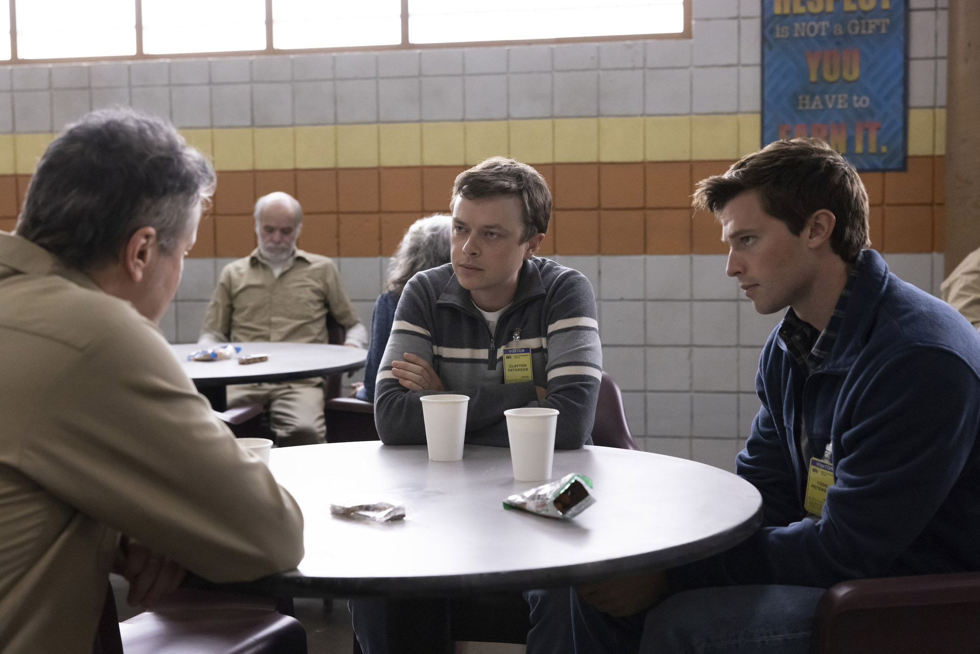 Colin Firth, Dane DeHaan, Patrick Schwarzenegger in The Staircase 1x05 [credit: courtesy of HBO Max/WarnerMedia]