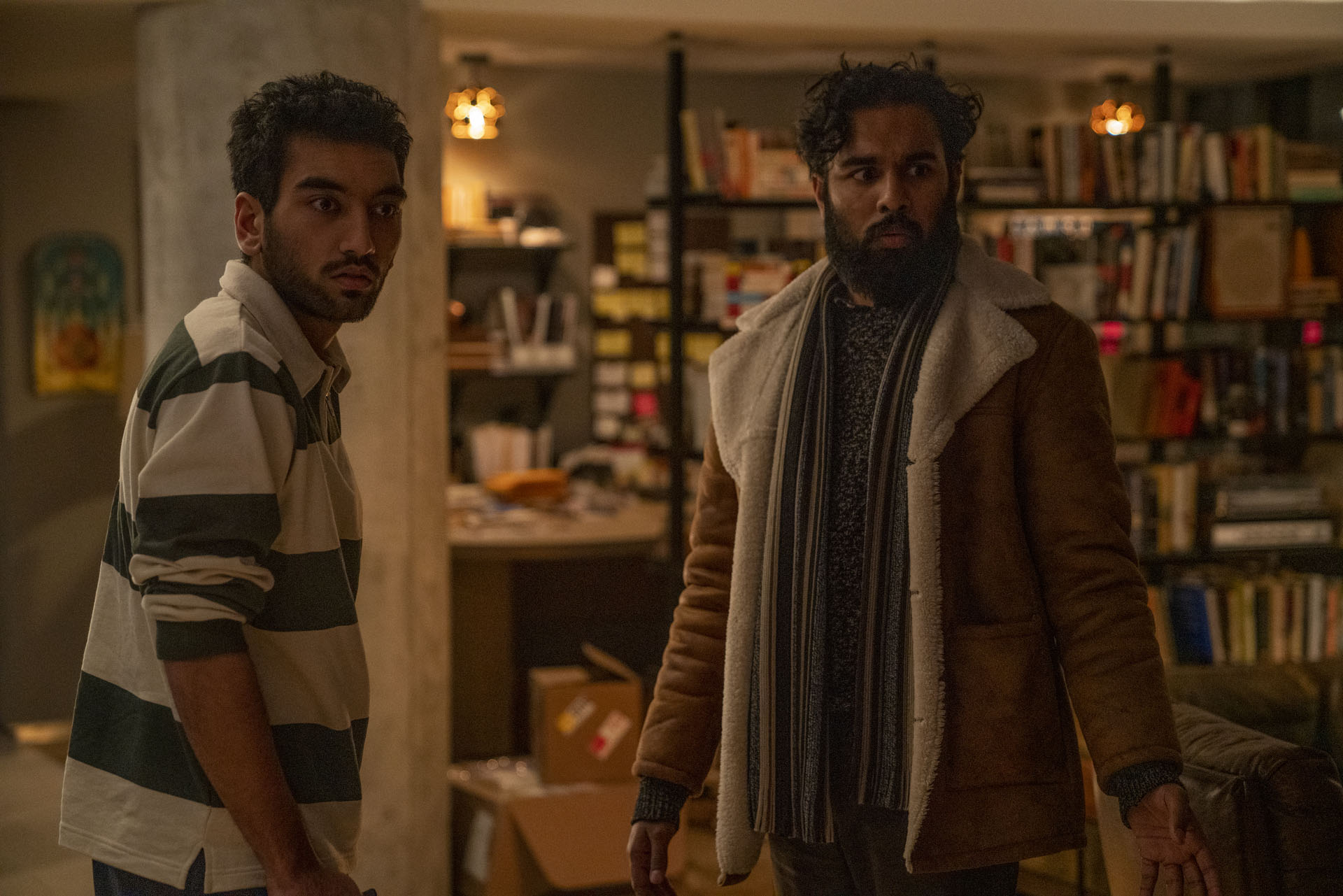 Andy Mcqueen, Himesh Patel in Station Eleven 1x01 [credit: Parrish Lewis/HBO Max; courtesy of WarnerMedia]