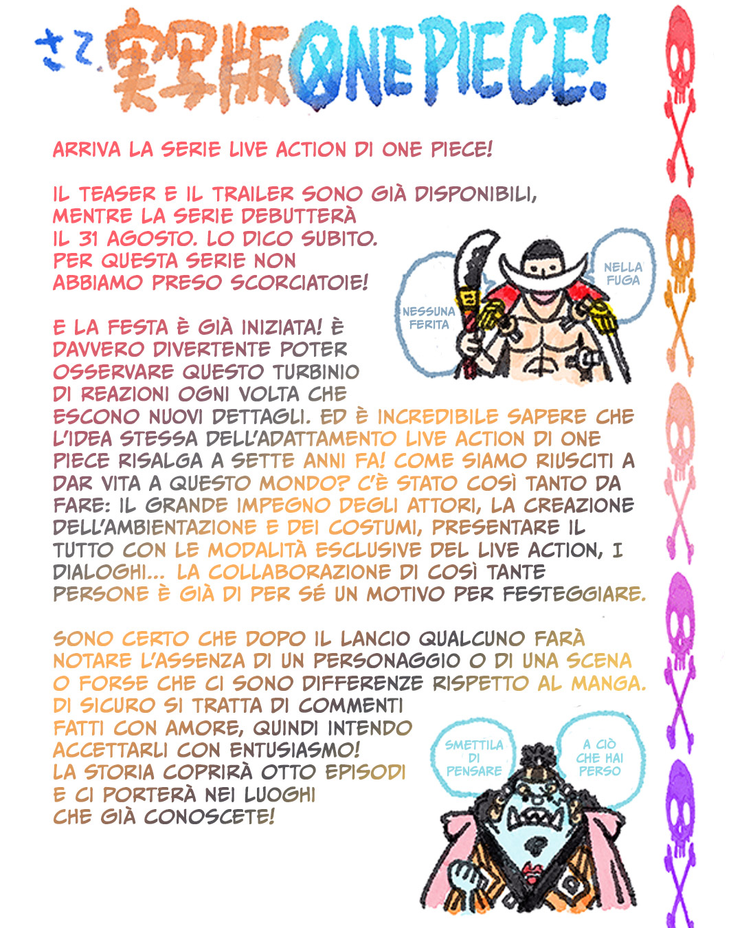 OnePiece - La seconda lettera ai fan del creatore Eiichiro Oda (parte 1/2) [credit: courtesy of Netflix]