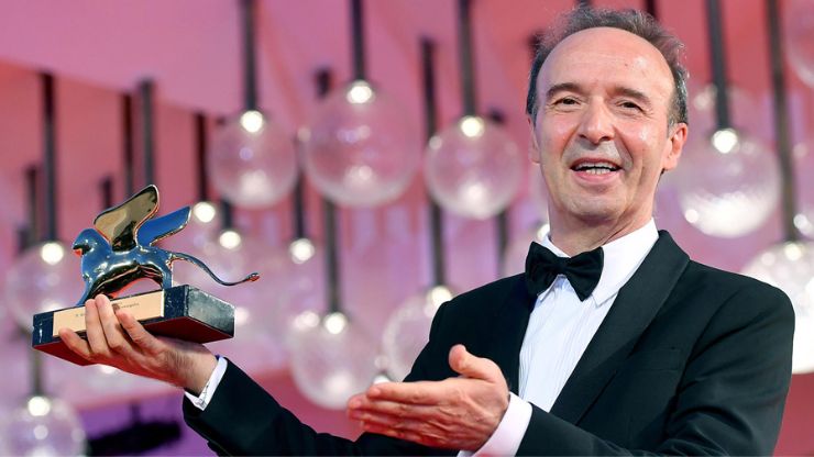 Roberto Benigni con il Leone d'Oro