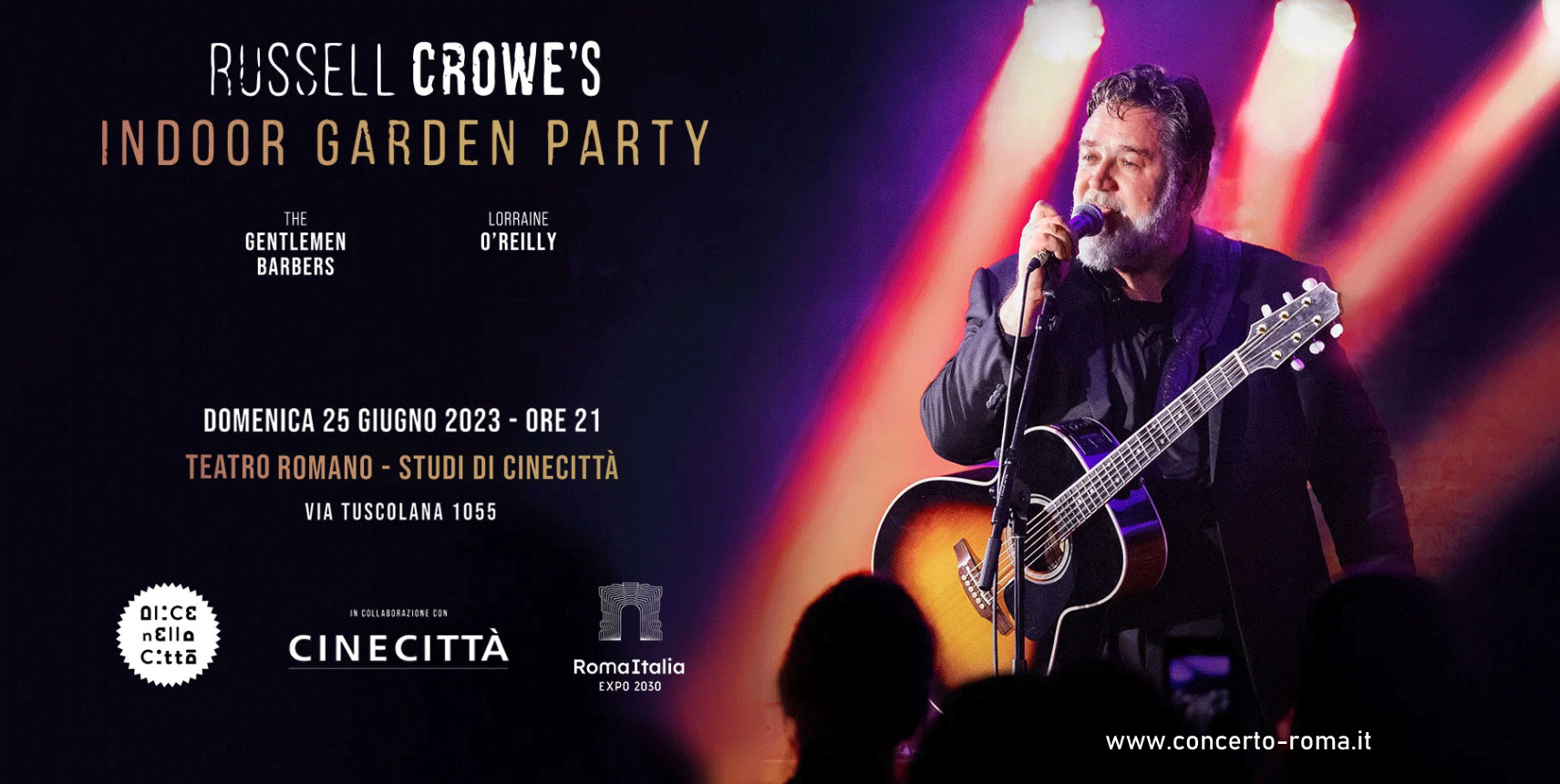 Russell Crowe a Roma concerto giugno 2023