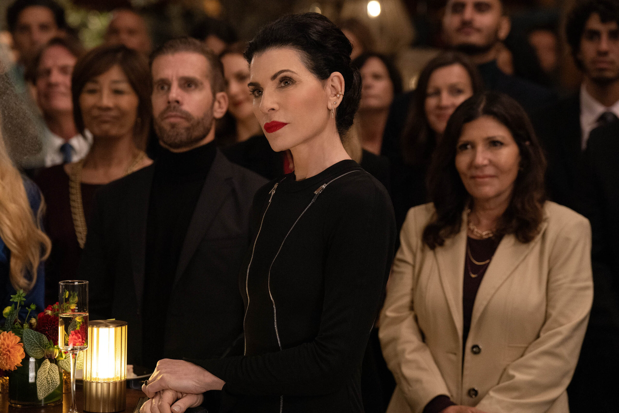 Julianna Margulies in The Morning Show 3x01 [credit: Erin Simkin; courtesy of Apple]