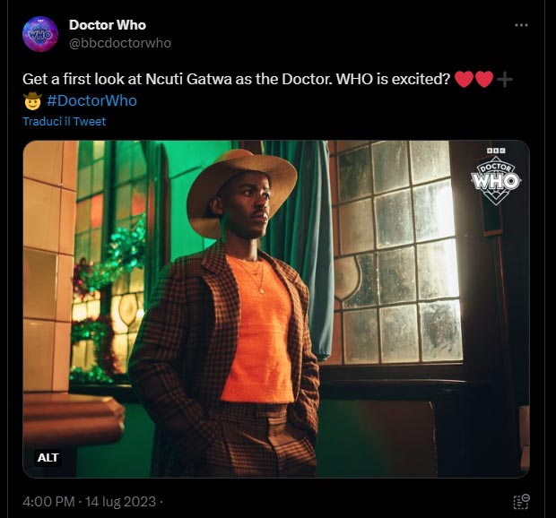 Ncuti Gatwa Doctor Who (Twitter bbcdoctorwho)