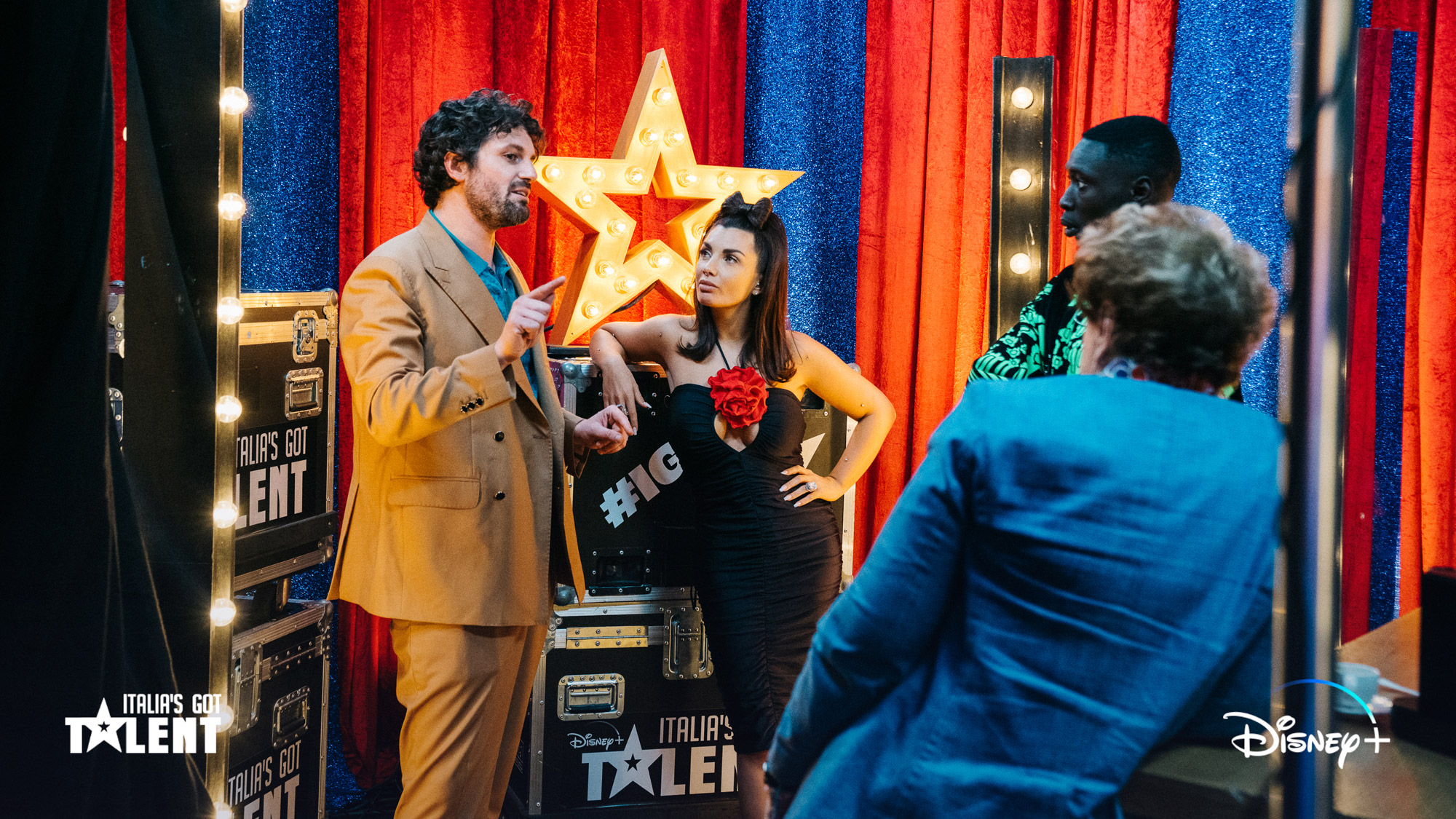 Mara Maionchi, Frank Matano, Elettra Lamborghini, Khaby Lame nel backstage di Italia's Got Talent 2023 [credit: Bianca Burgo/Disney]