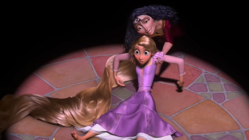 Rapunzel con Madre Gothel - da rapunzel e l'intreccio della torre