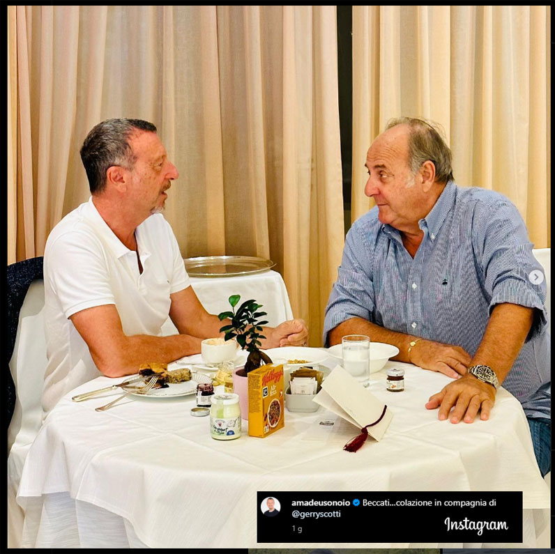 Amadeus e Gerry Scotti fanno colazione insieme [credit: Instagram: amadeusonoio]