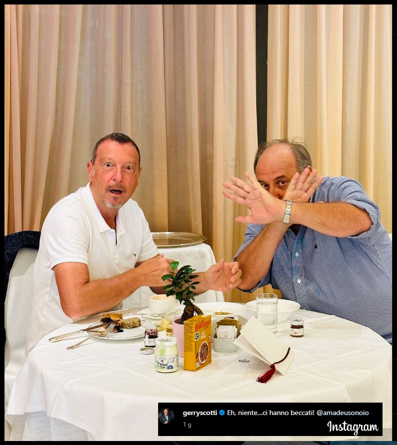 Amadeus e Gerry Scotti fanno colazione insieme [credit: Instagram: gerryscotti]