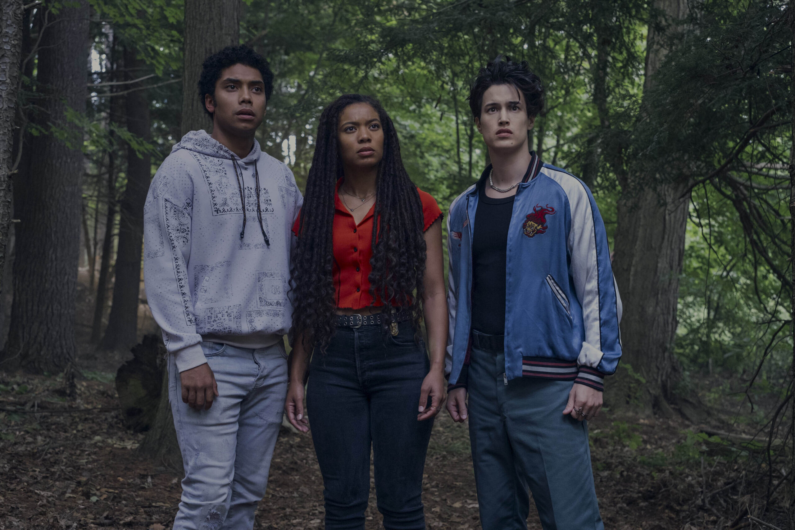 Chance Perdomo (Andre Anderson), Jaz Sinclair (Marie Moreau), Derek Luh (Jordan Li) in Gen V 1x06 [tag: Chance Perdomo, Jaz Sinclair, Derek Luh] [credit: Brooke Palmer/Prime Video; Copyright Amazon Studios; courtesy of Prime Video]