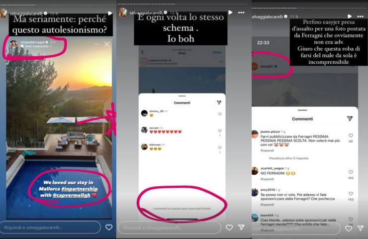 Storie IG di Selvaggia Lucarelli su Chiara Ferragni.